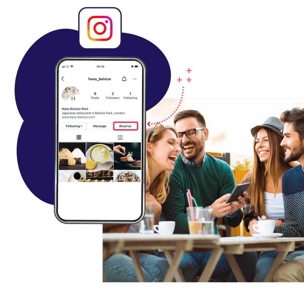 Mozrest x Instagram - Mozrest aide les restaurants à augmenter leurs réservations en ajoutant un bouton de réservation à leur page Instagram.