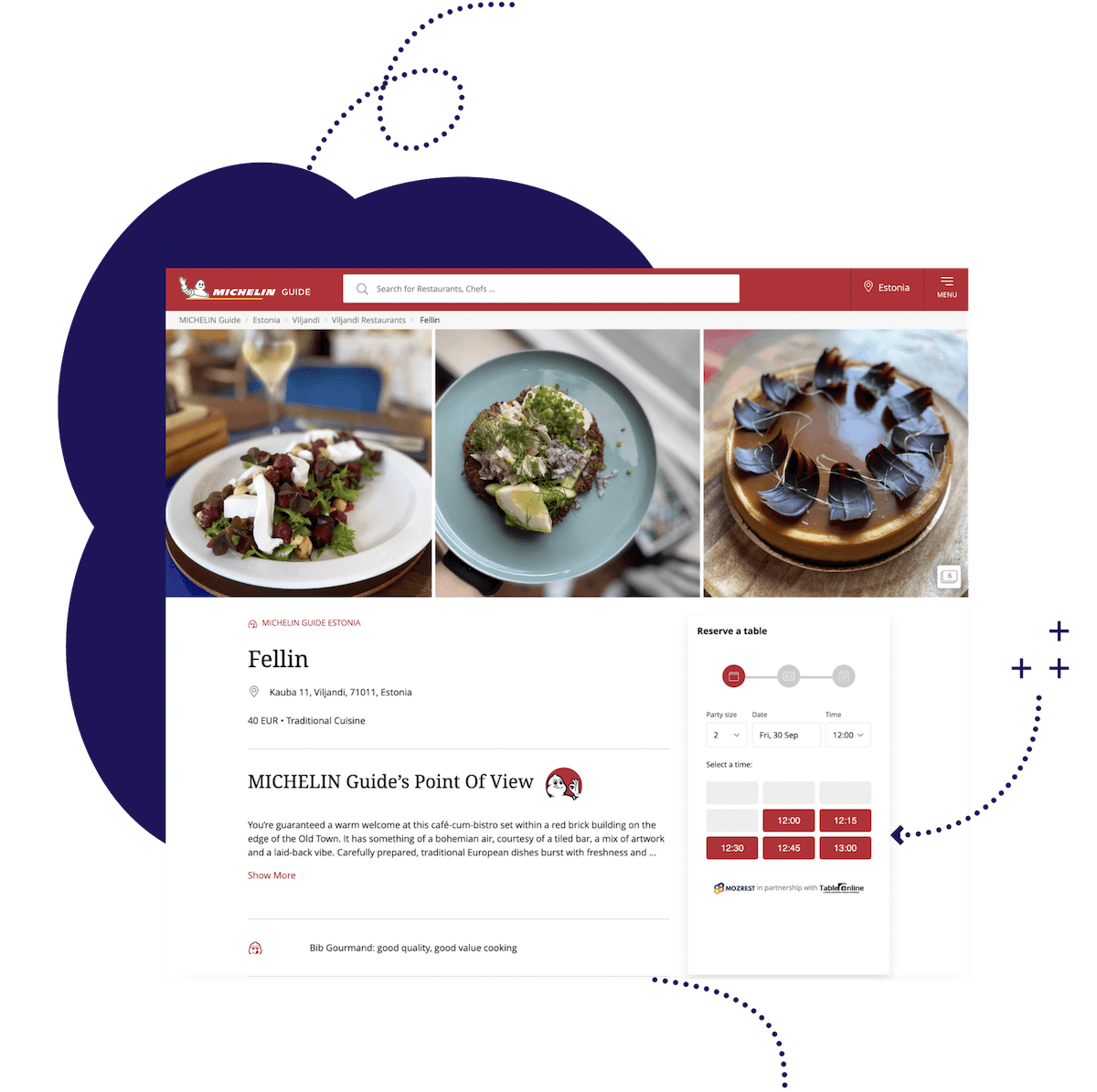 The MICHELIN Guide x Mozrest - Mozrest adds a booking calendar to restaurants' MICHELIN Guide page and pushes bookings into their reservation software.