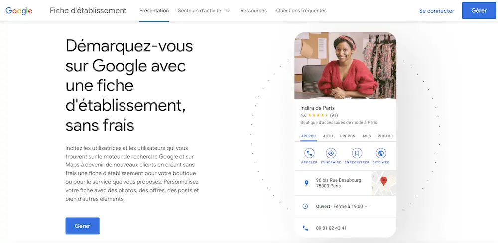 Mozrest - Screenshot of the Google Business Profile homepage