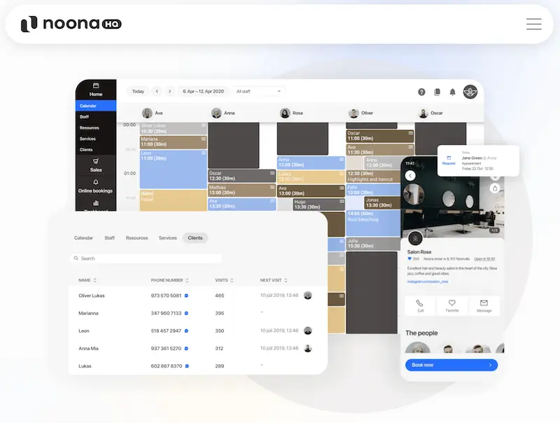 Snapshot of the Table Management feature of Noona reservation software