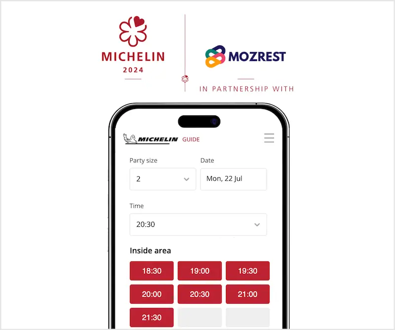 Example of a restaurant in Poland that receives bookings from the MICHELIN Guide with Mozrest via a customer's smartphone